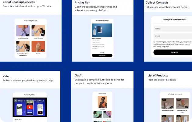 Grid of widget buttons.